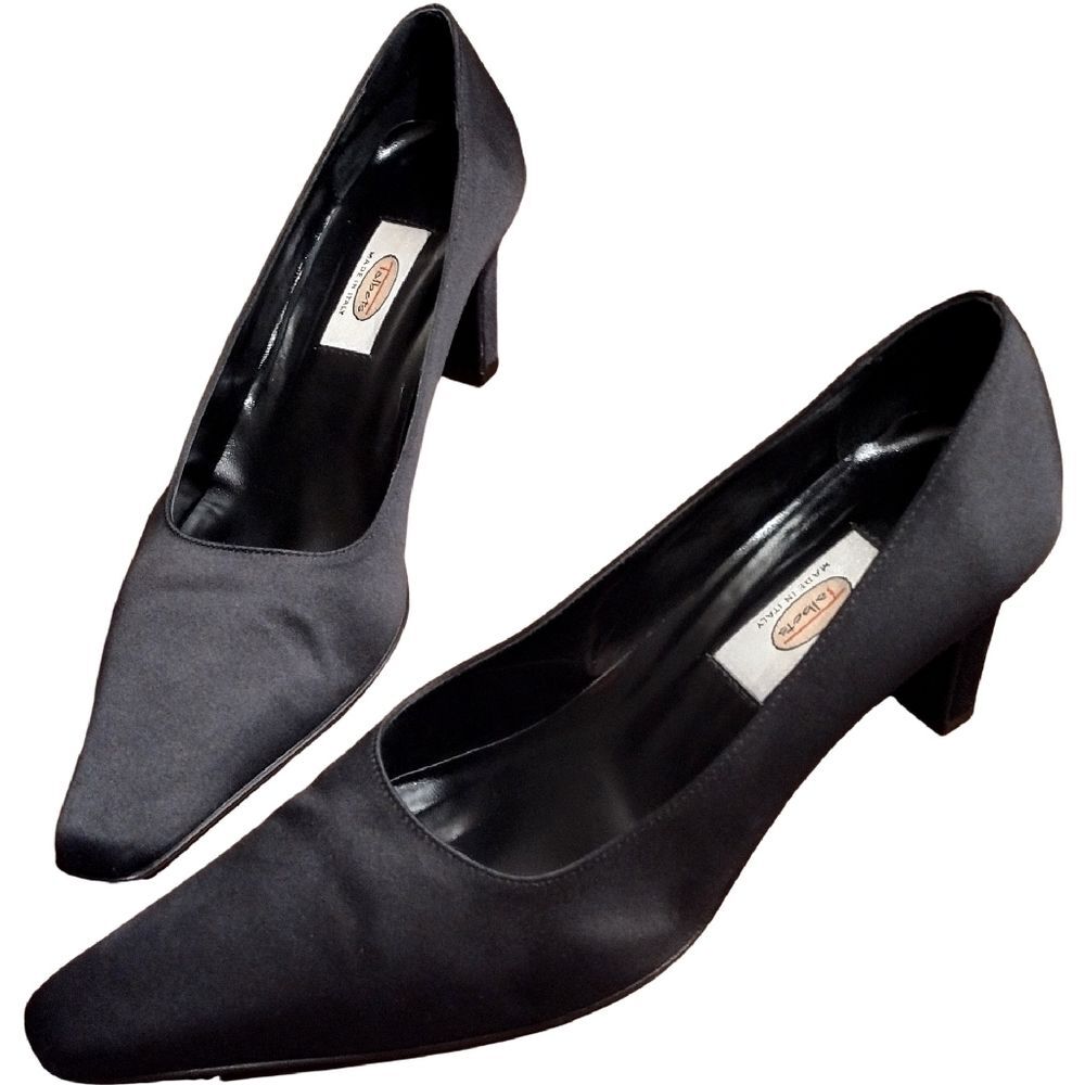 Vintage Talbot's Pointed Toe with Block Heel, Made in Italy, Size 8.5M, Black